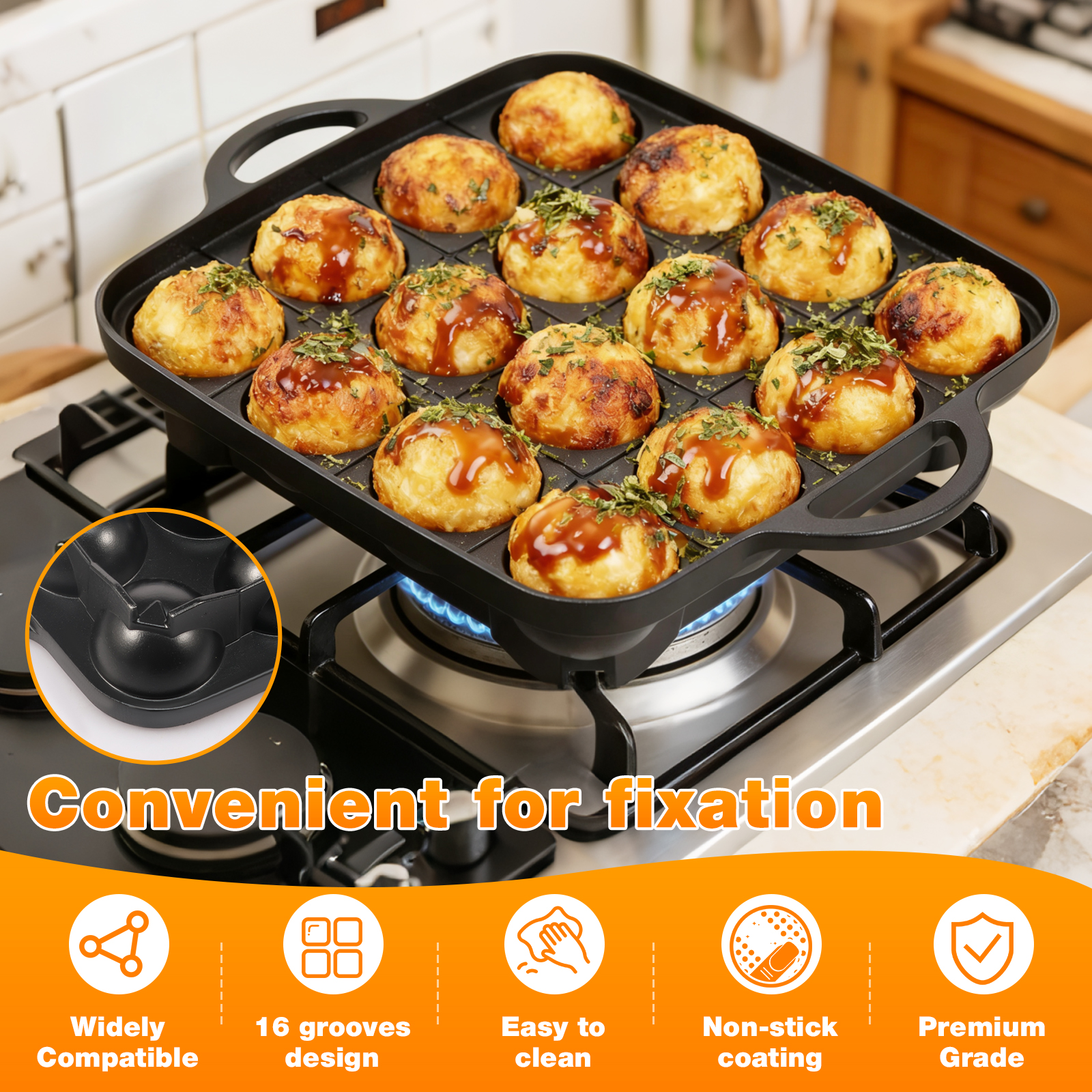 Takoyaki Pan 16 Hole Octopus B - đánh giá và giá Takoyaki Grill Plate