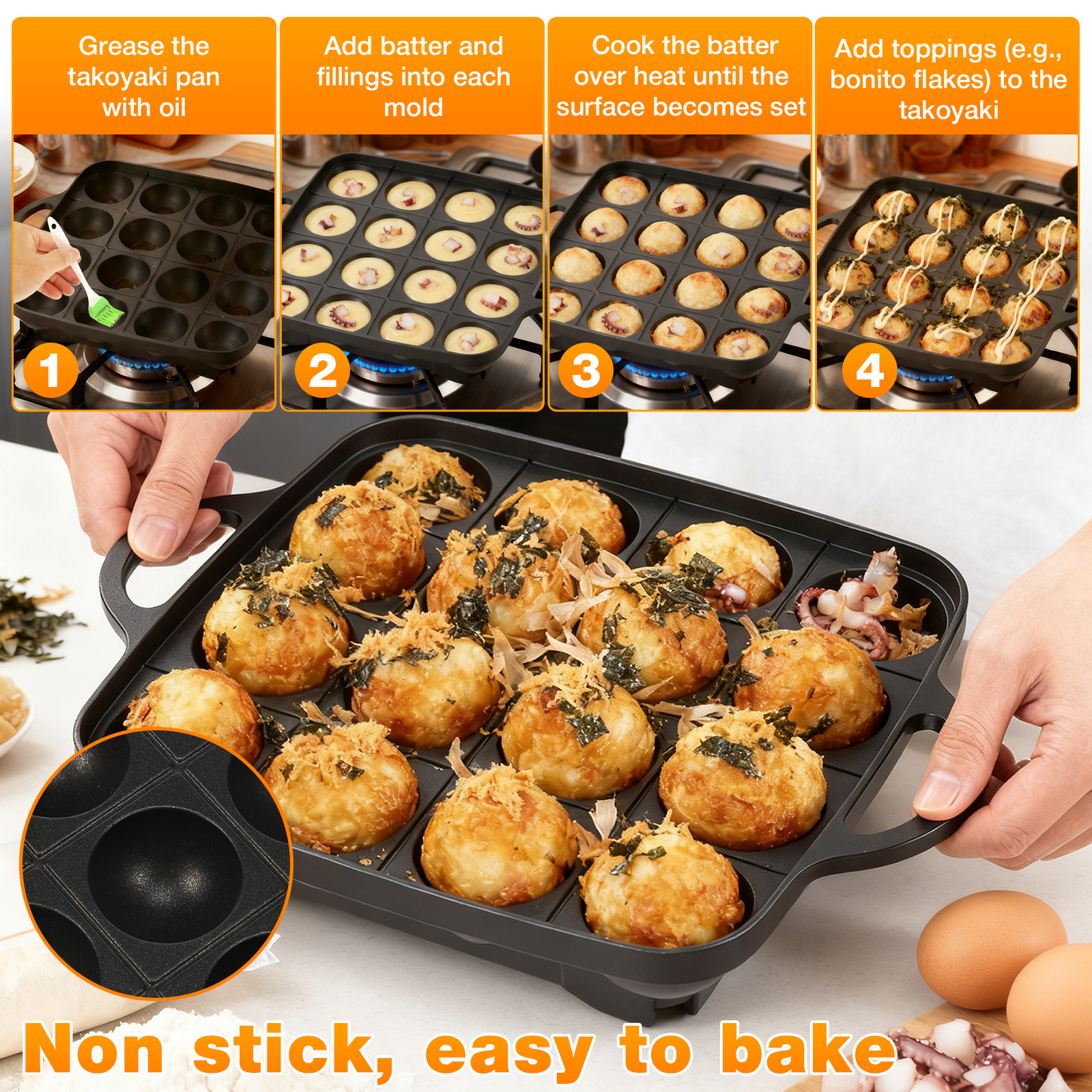 Takoyaki Pan 16 Hole Octopus B - đánh giá và giá Takoyaki Grill Plate