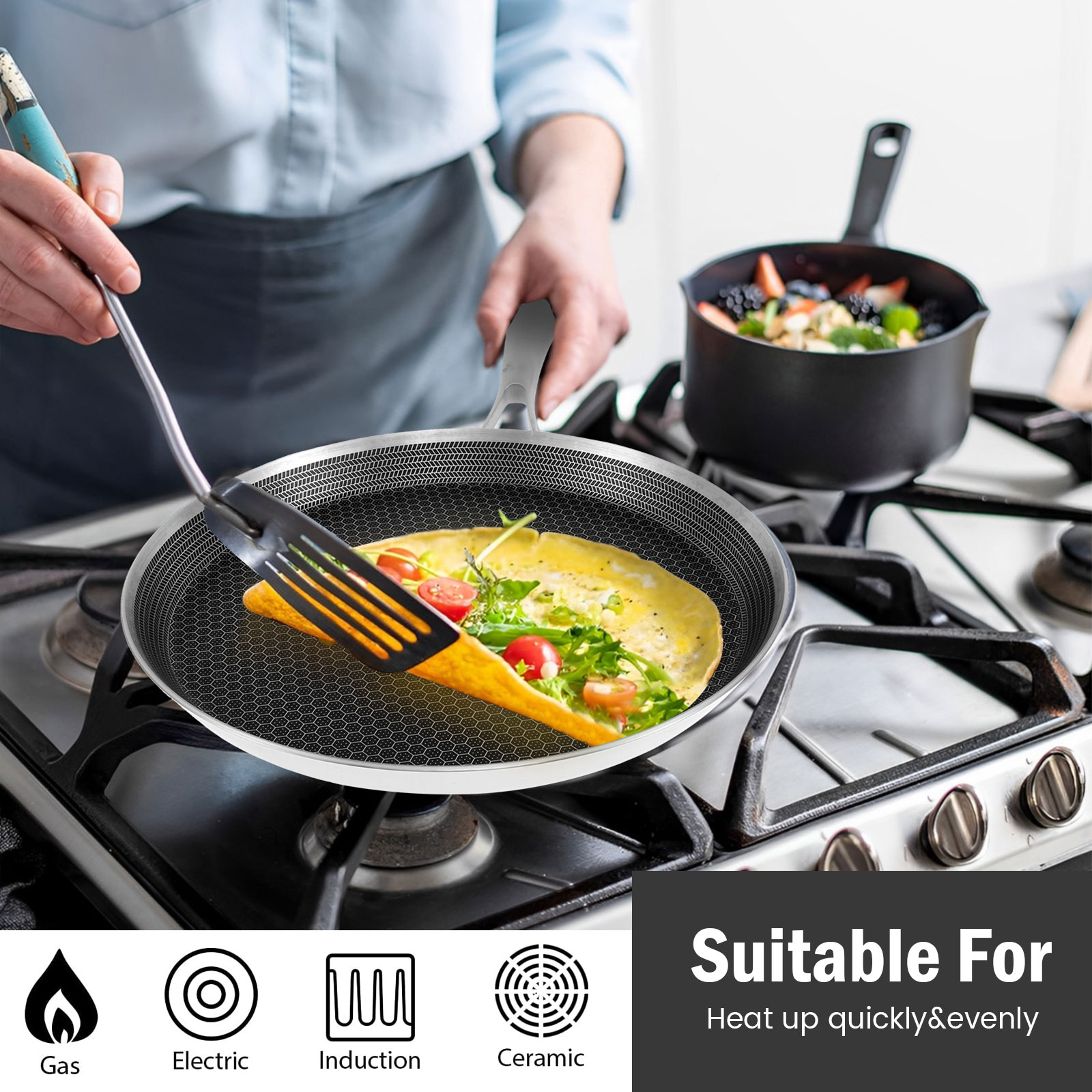 Stainless Steel Frying Pan Non - đánh giá và giá Danish Pancake Pan