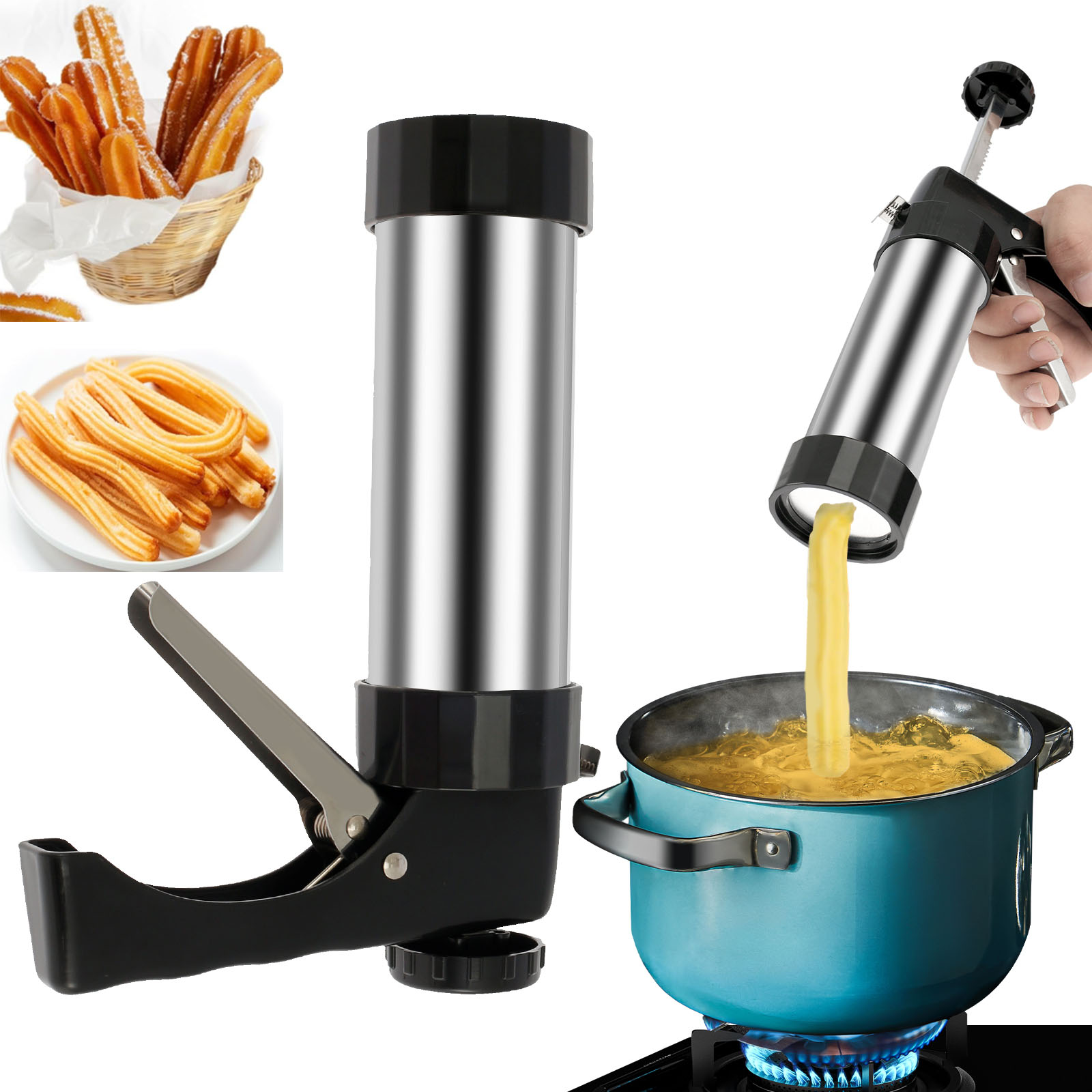 Cookie Press Gun Kit Stainless - đánh giá và giá Churros Maker Gun