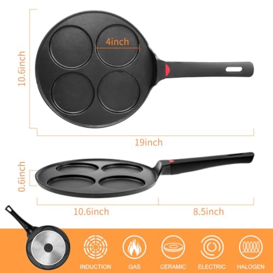 Pancake Pan Nonstick-Suitable  - đánh giá và giá Mini Pancake Griddle