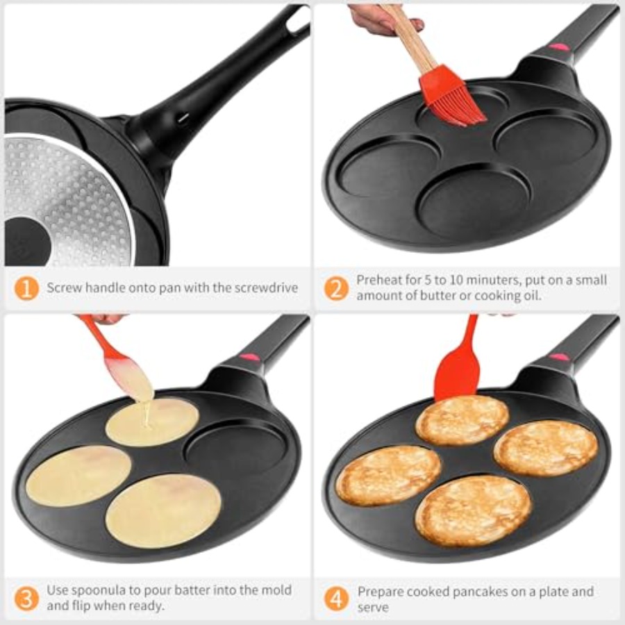 Pancake Pan Nonstick-Suitable  - đánh giá và giá Mini Pancake Griddle